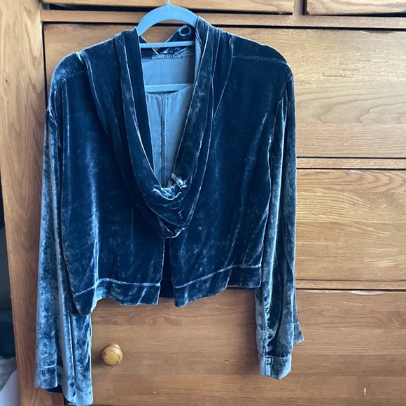 Velvet Cropped Flowy Hoodie - Picture 2 of 2